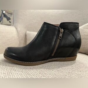 Dansko Black Leather Ankle Booties